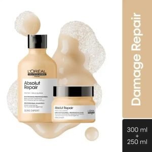 L'Oreal Professionnel Serie Expert Absolut Repair Shampoo + Mask Combo of 2 Provides Deep Conditioning & Strength (300 ml + 250 gm)